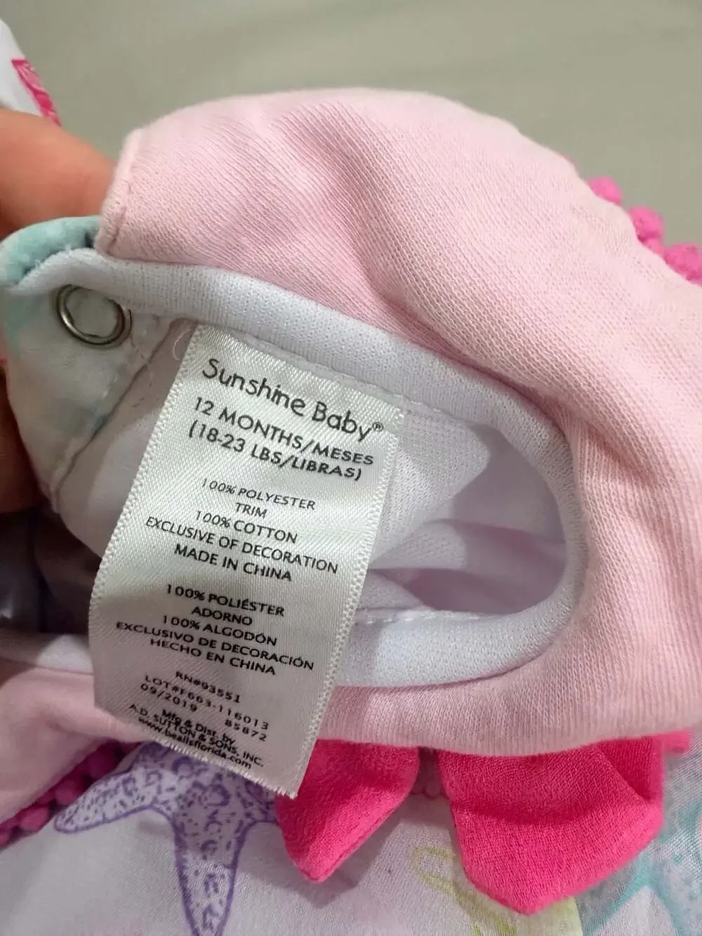 Sunshine Baby Seashell Print Dress Size 12 Months Pink White